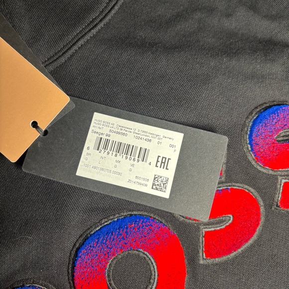 BOSS Black Pullover Hoodie Red Blue Logo Size M NWT - Picture 3 of 8